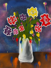 Space Flowers original painting by Moussa Farhoud