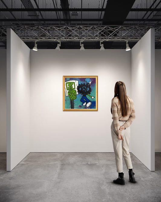I GO HARD IN THE MF PAINT painting displayed in a gallery setting